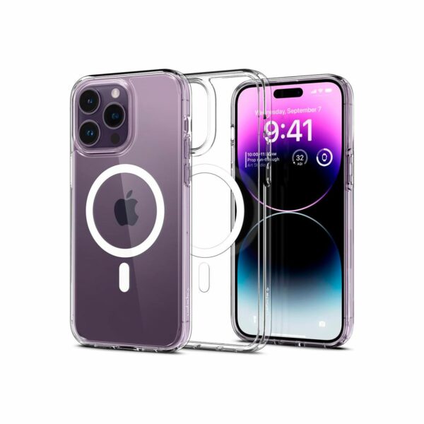 Spigen Ultra Hybrid (MagFit) Diseñada para iPhone 14 Pro Max color transparente