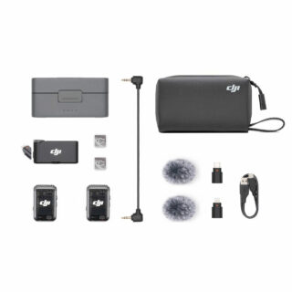 DJI Mic 2 (2 TX + 1 RX + estuche de carga), micrófono inalámbrico todo en uno, cancelación inteligente de ruido, grabación interna flotante de 32 bits