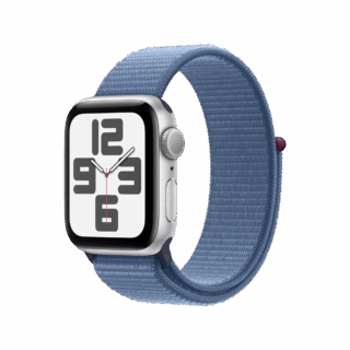 Apple Watch SE 2nd Gen 44mm,GPS Silver Aluminum Case & Blue Cloud Sport Loop