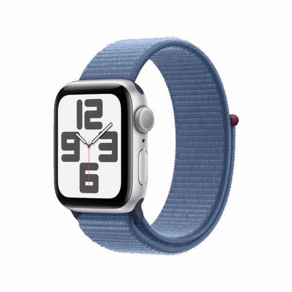 Apple Watch SE 2nd Gen 44mm,GPS Silver Aluminum Case & Blue Cloud Sport Loop