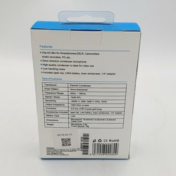 BOYA BY-M1 3.5mm Omnidirectional Lavalier Microphone - Imagen 4