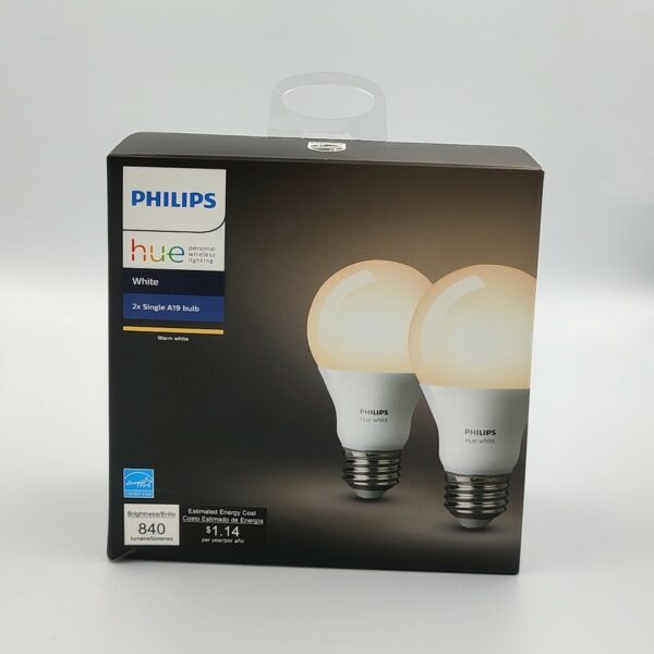 Philips Hue White A19 (PACK X2) - Bombilla LED de 60 W equivalente a regulable (funciona con Alexa Apple HomeKit y Google Assistant) - Imagen 2
