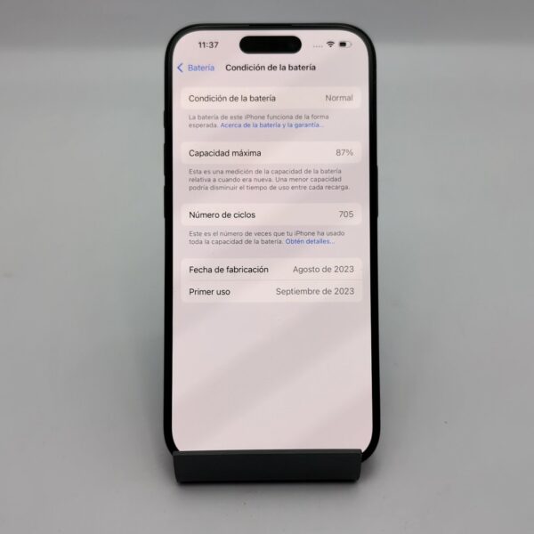 IPHONE 15 PRO 256GB BLACK DUAL SIM FISICO A3104 (87%) - Imagen 6