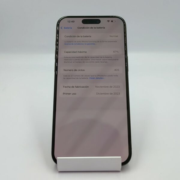 Apple iPhone 15 Pro Max 256GB Black Titanium Dual eSim (A2849) 87% - Imagen 2