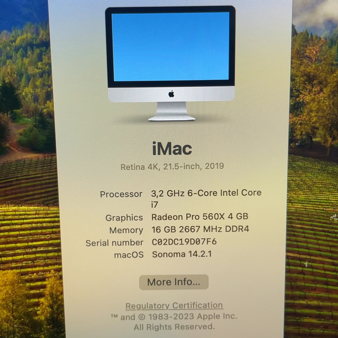 IMAC 21.5 (4K) 2019, 16GB RAM (2667 Mhz DD4), Core i7 3.2Ghz de 6 nucleos, 256GB SSD, Radeon Pro 560X 4GB - Imagen 4